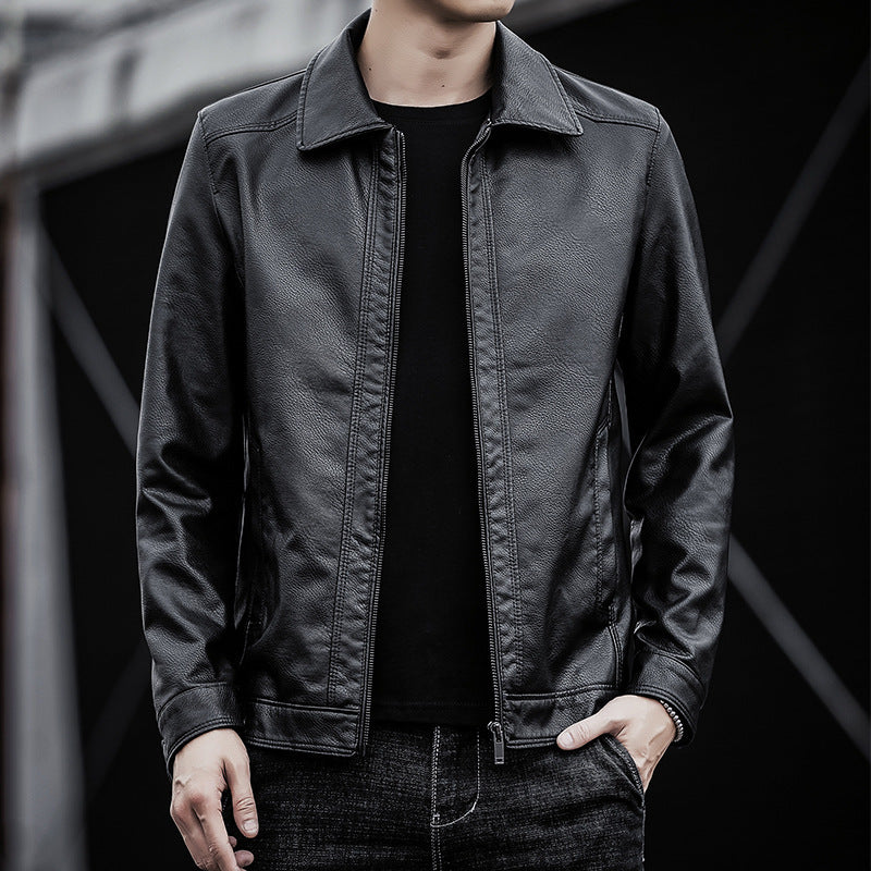 Herren Lässige Kunstlederjacke Drune