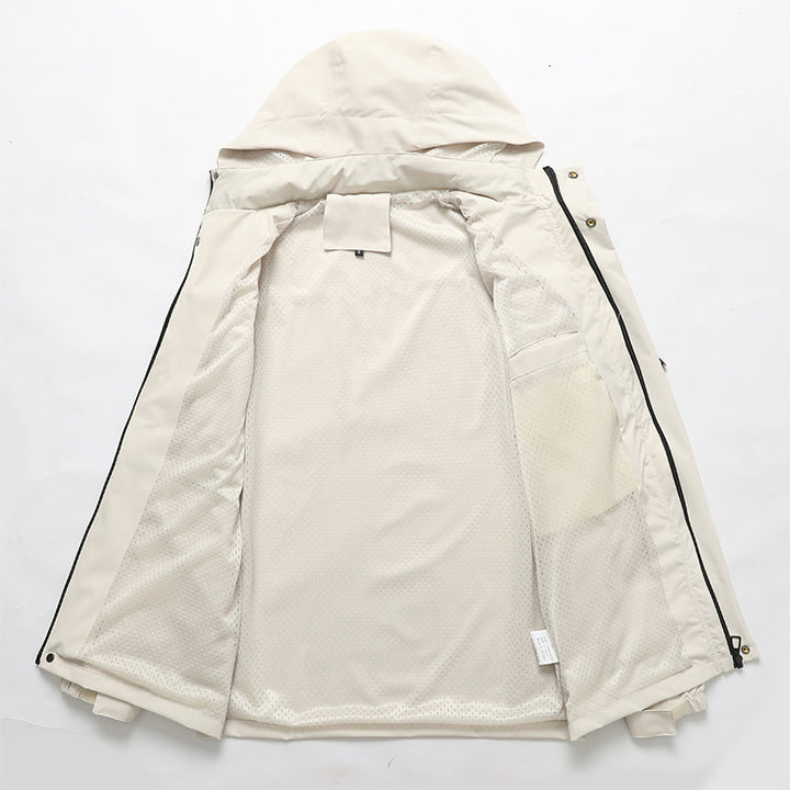 Herren nan wasserdichte Outdoorjacke mit Kapuze, multifunktionalen Taschen und atmungsaktivem Meshfutter Drune
