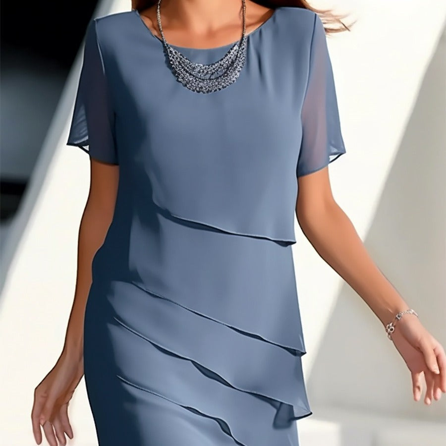 Damen Elegantes und fließendes Kleid mit Layering-Effekt Drune