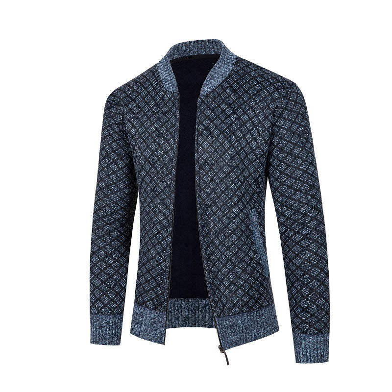 Herren Strickjacke mit modernem Rautenmuster und Reißverschluss Drune