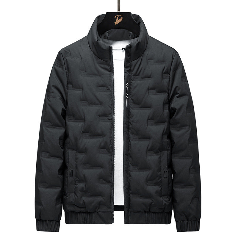 Herren Stehkragen-Steppjacke mit geometrischer Steppung und elastischen Bündchen Drune
