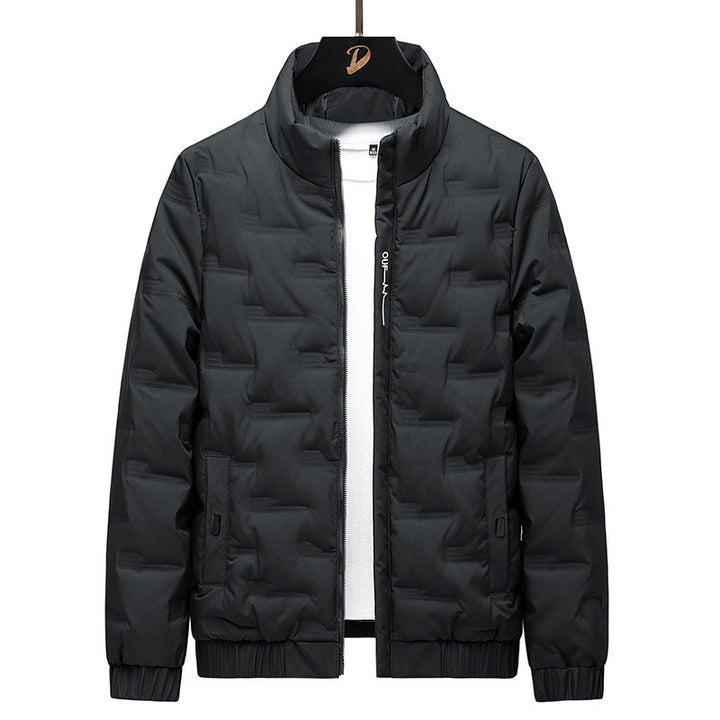 Herren Stehkragen-Steppjacke mit geometrischer Steppung und elastischen Bündchen Drune