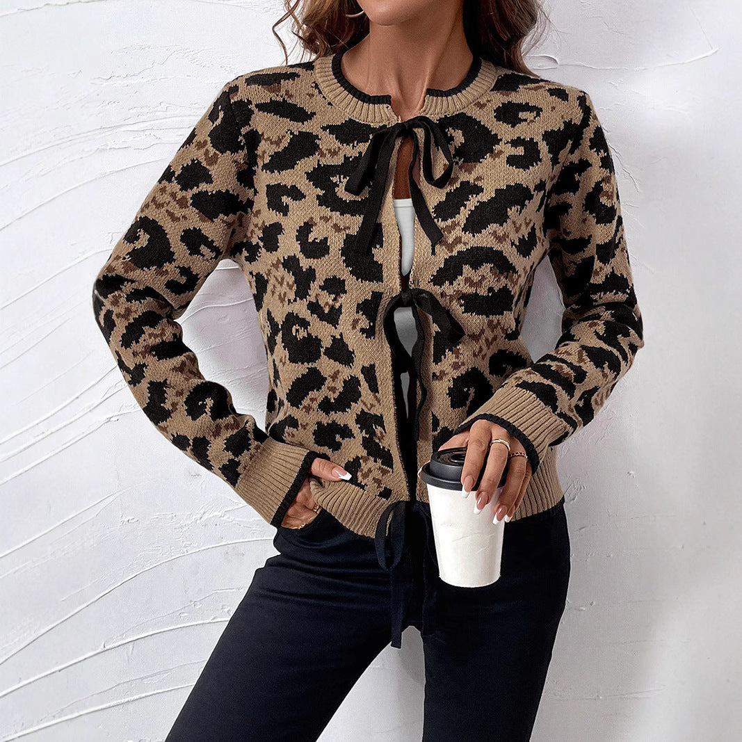 Damen Lässiger Cardigan mit Leo-Muster Drune