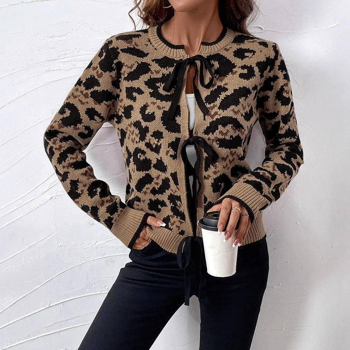 Damen Lässiger Cardigan mit Leo-Muster Drune