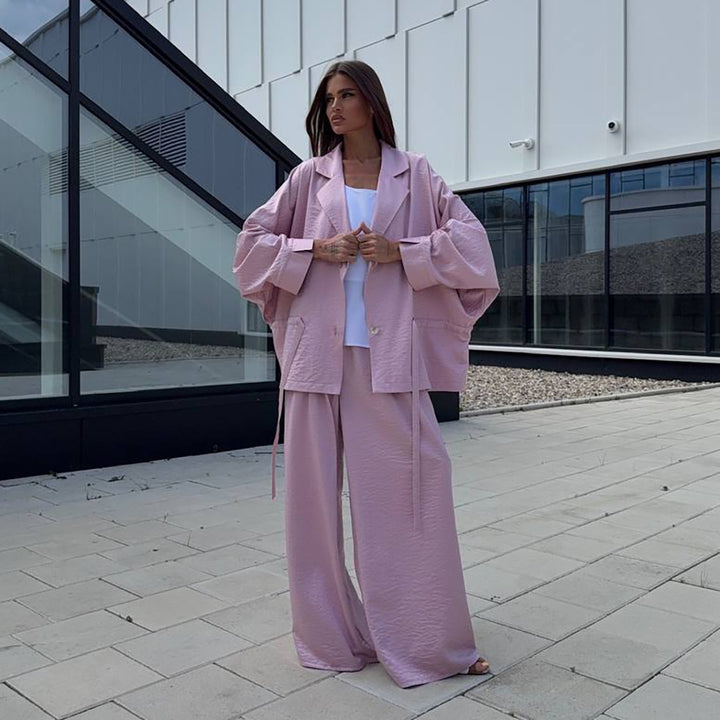 Damen Oversized Blazer mit weiten Ärmeln und passender Hose Drune