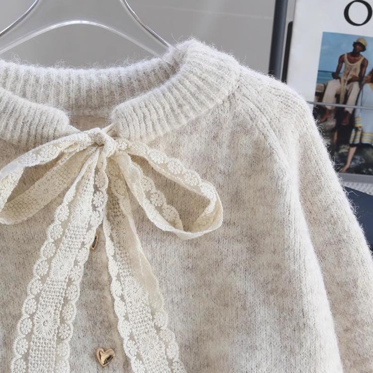 Damen Verspielter Strickcardigan mit Schleifenakzenten Drune