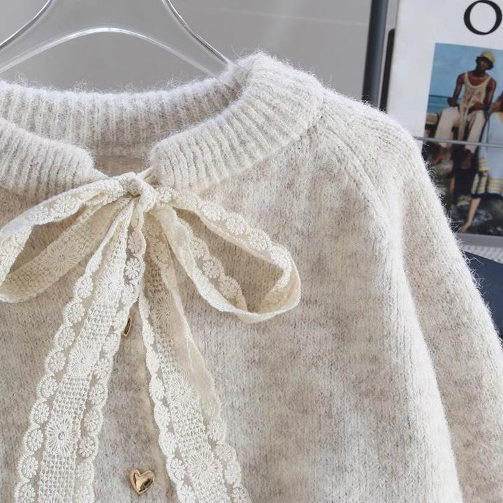 Damen Verspielter Strickcardigan mit Schleifenakzenten Drune