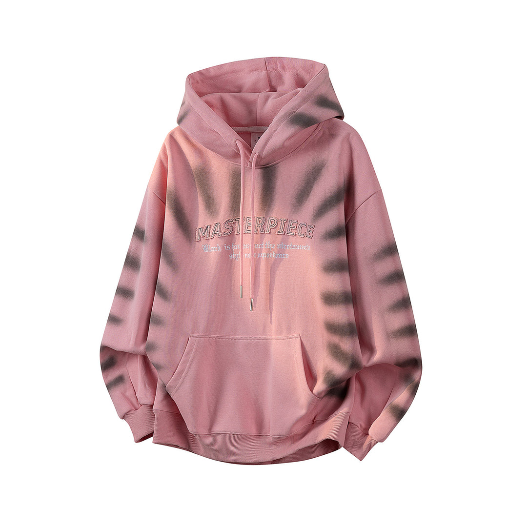 Unisex Oversize Kapuzenpullover mit handschriftlichem Grafik-Print, Kängurutasche & geripptem Saum Drune
