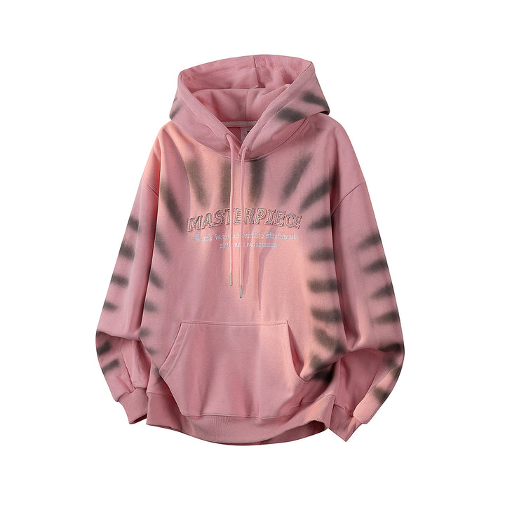 Unisex Oversize Kapuzenpullover mit handschriftlichem Grafik-Print, Kängurutasche & geripptem Saum Drune