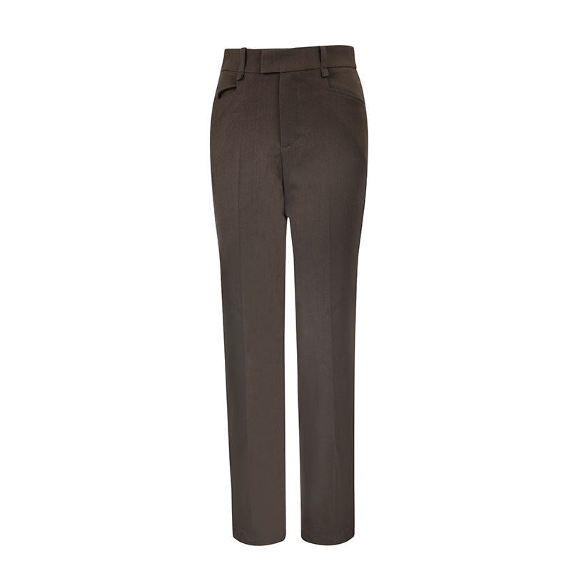 Damen Klassische Stoffhose mit hohem Bund und geradem Bein Drune