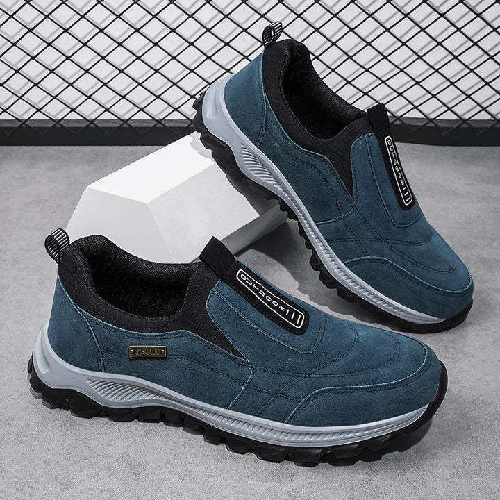 Herren Slipper-Sneaker aus Veloursleder-Optik mit rutschfester Profilsohle Drune