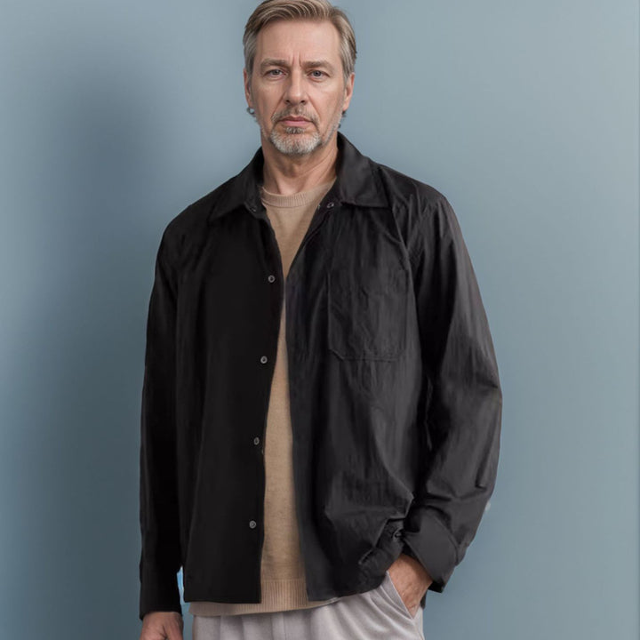 Damen modische Langarm-Hemdjacke mit Tasche Drune