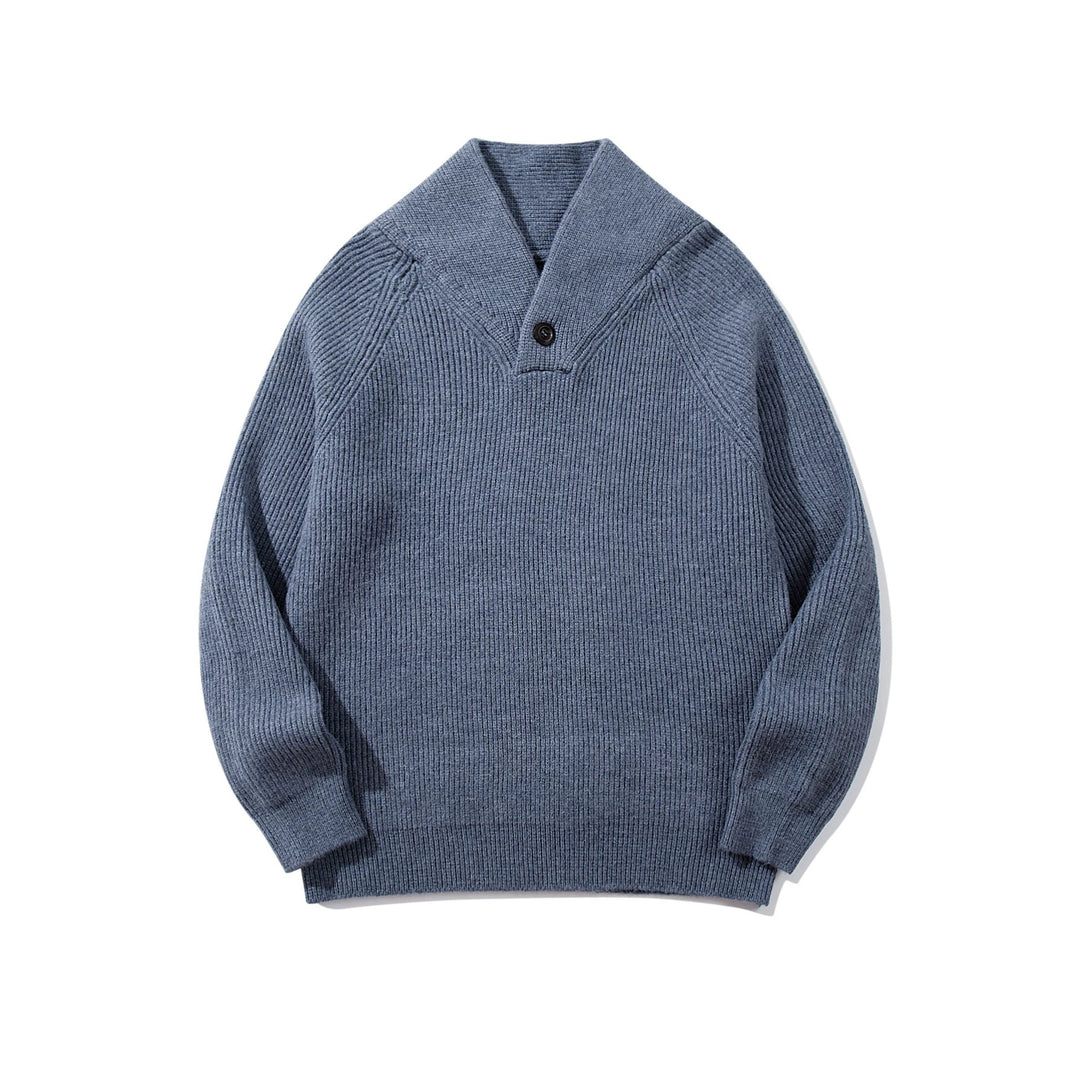 Unisex Gerippter Shawlkragen-Pullover mit Ein-Knopf-Detail Drune