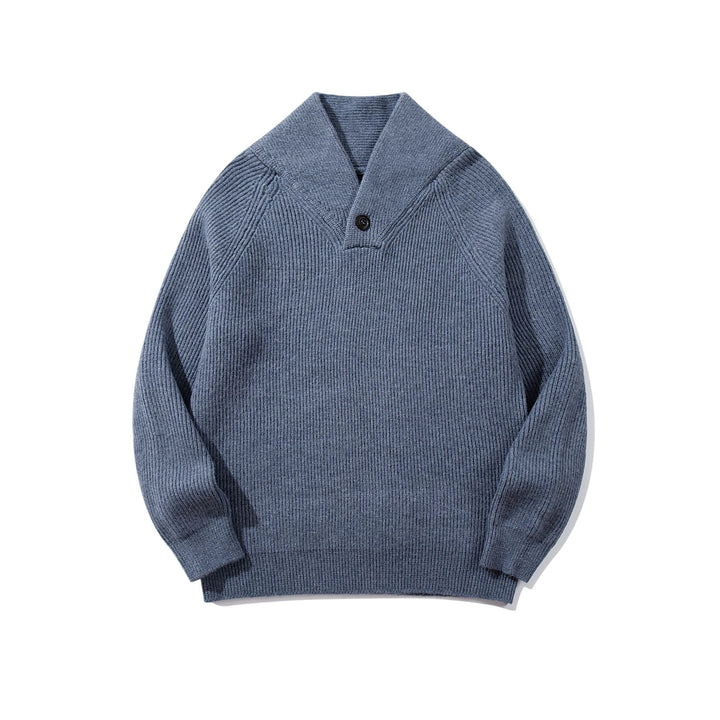 Unisex Gerippter Shawlkragen-Pullover mit Ein-Knopf-Detail Drune