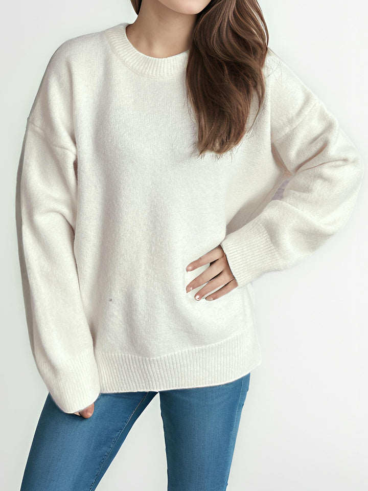 Damen oversized Strickpullover mit weichem Baumwollmix und lässigem Schnitt Drune