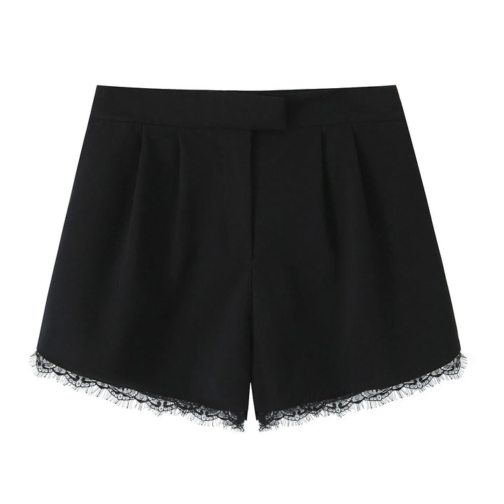 Damen Kurzblazer mit Spitzenbesatz und taillierter Cropped-Silhouette Drune