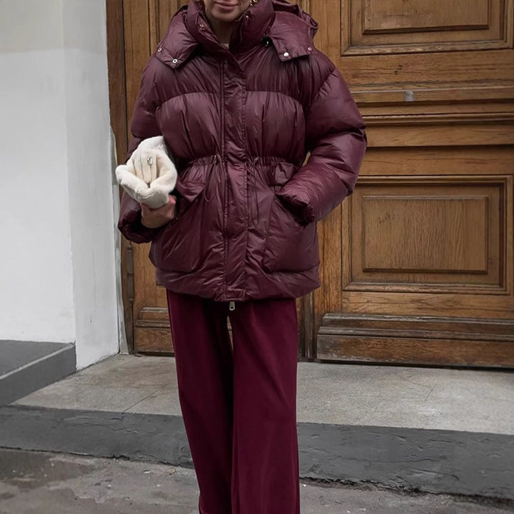Damen oversized Steppjacke mit hohem Kragen und Taschen Drune