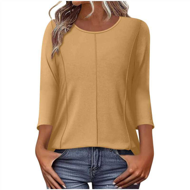 Damen nan lässiges Shirt mit dreiviertelärmeln und dekorativer Mittelnaht Drune