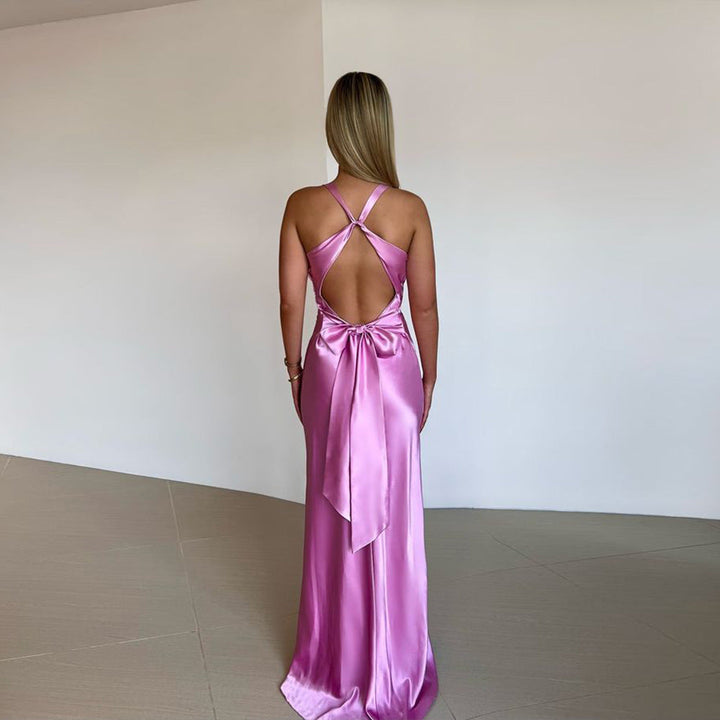 Drune | Persönlichkeit Slim Fit Satin Kleid Damen