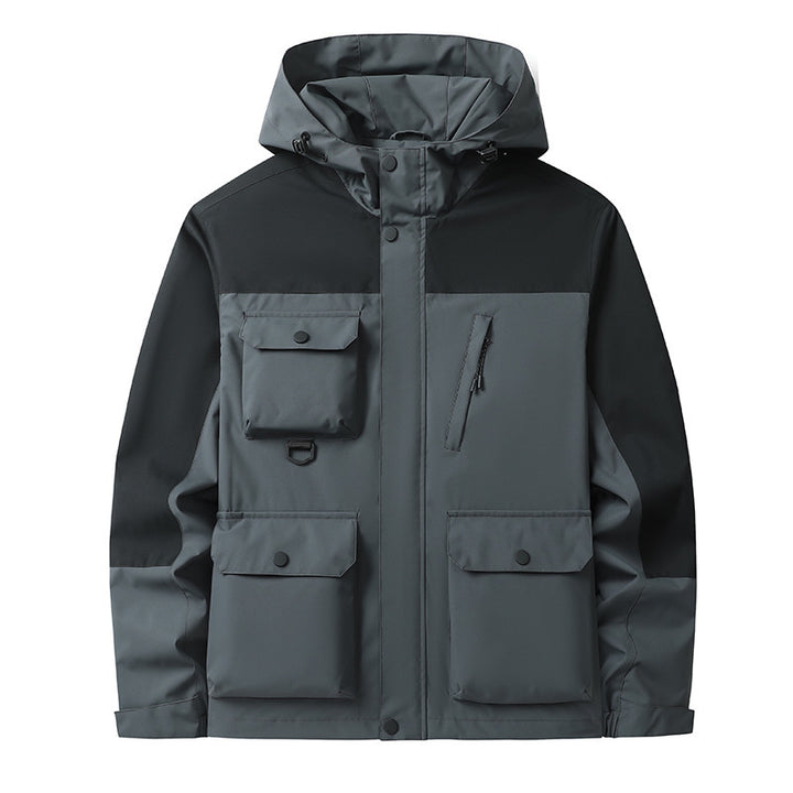 Herren Technische Utility-Fieldjacke mit Kapuze, Mehrfachtaschen und windabweisender Shell Drune