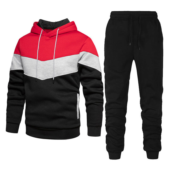 Herren nan athleisure-Set mit Chevron-Kapuze, fleecegefüttertem Pullover und schmal zulaufender Jogginghose Drune