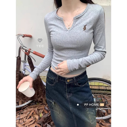 Damen lässiges cropped Langarmshirt Drune
