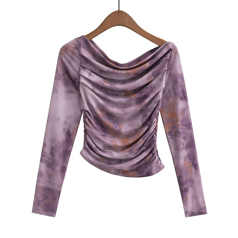 Damen Elegantes Longsleeve-Top mit gerafftem Design Drune