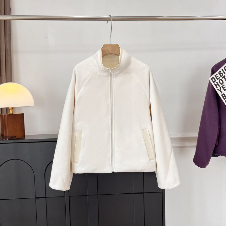 Damen Kuschelige Fleecejacke mit hohem Kragen und praktischen Eingrifftaschen Drune
