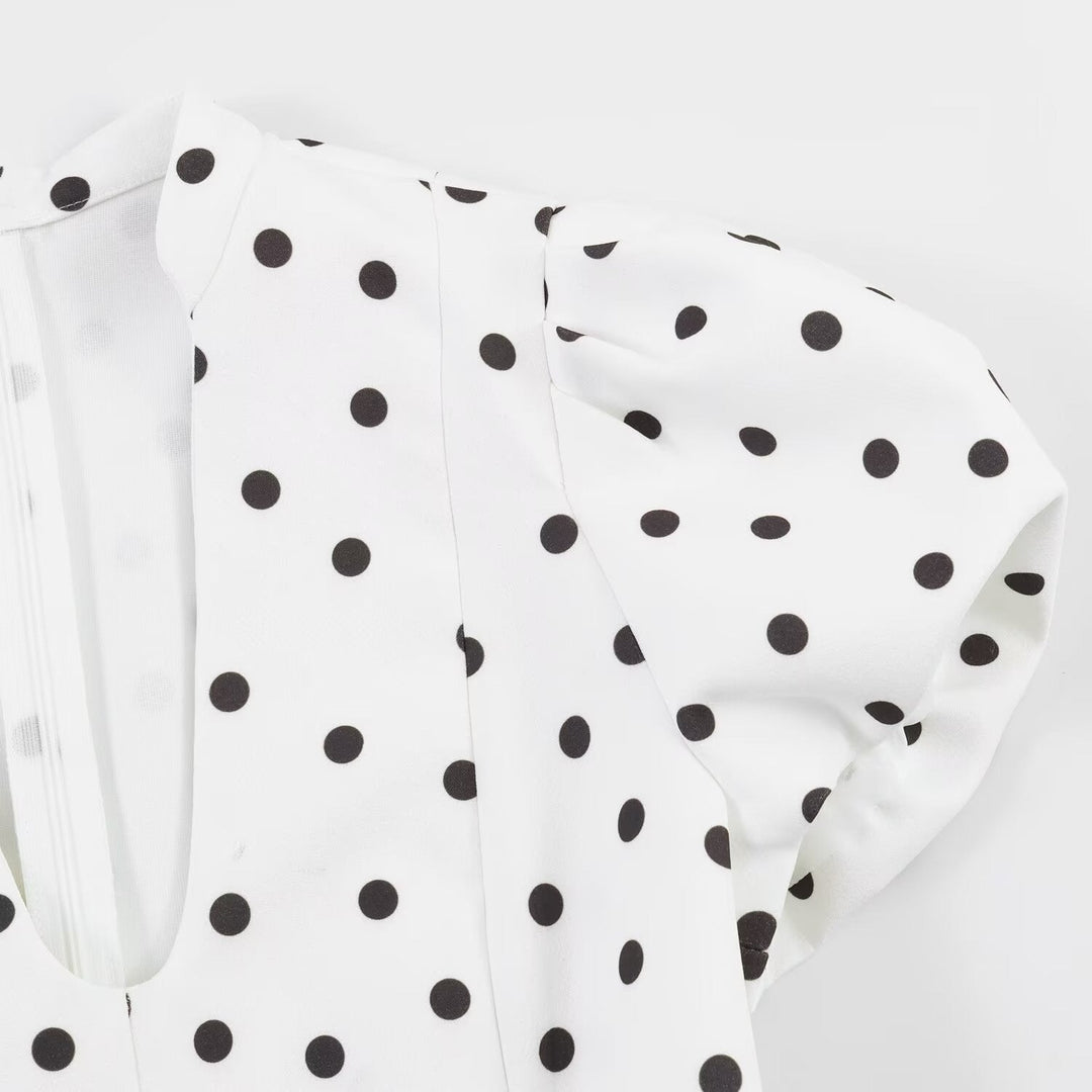 Damen Minikleid mit weitem Puffärmel und elegantem V-Ausschnitt Drune