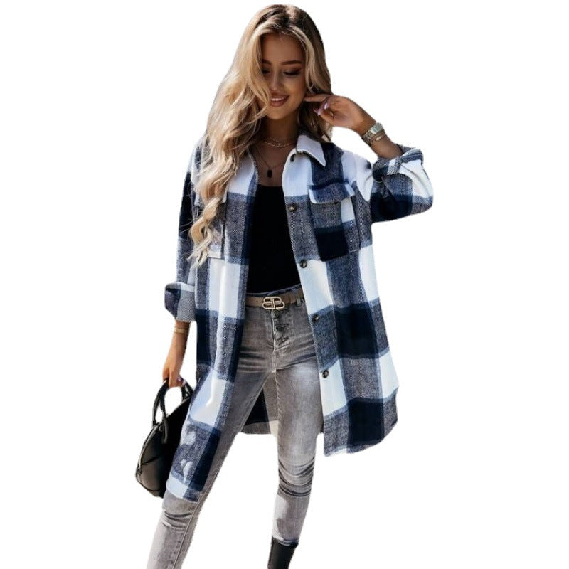 Damen Karierte Overshirt Drune