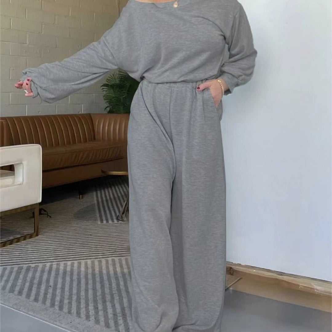 Damen Komfortabler Jumpsuit mit weit geschnittenen Beinen und tiefem Ausschnitt Drune