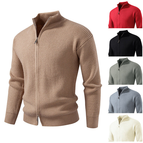 Herren Strickjacke mit hohem Kragen und innovativem Reißverschluss Drune