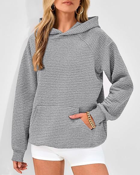 Damen lässiger Kapuzenpullover mit strukturiertem Stoff Drune