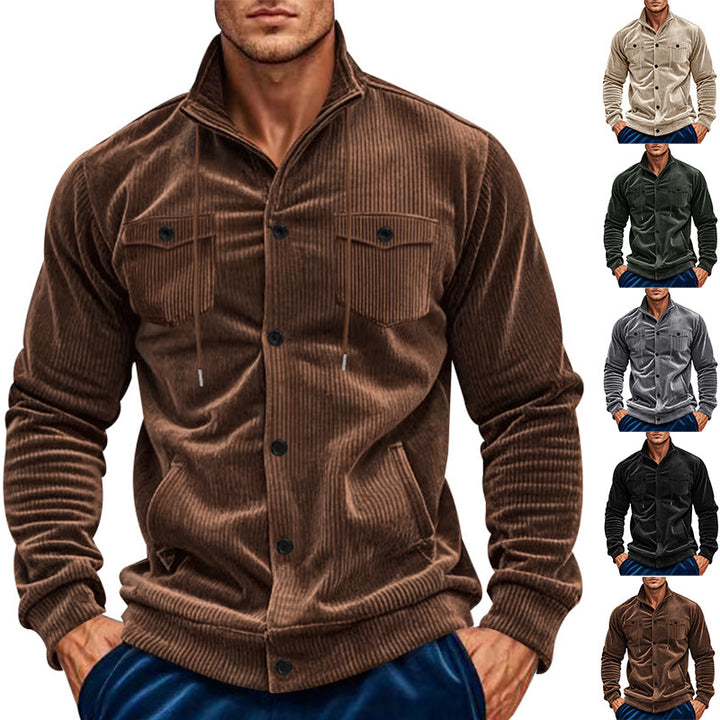 Herren nan Cord-Überhemdjacke mit Kentkragen, Druckknopfverschluss und aufgesetzten Brusttaschen Drune