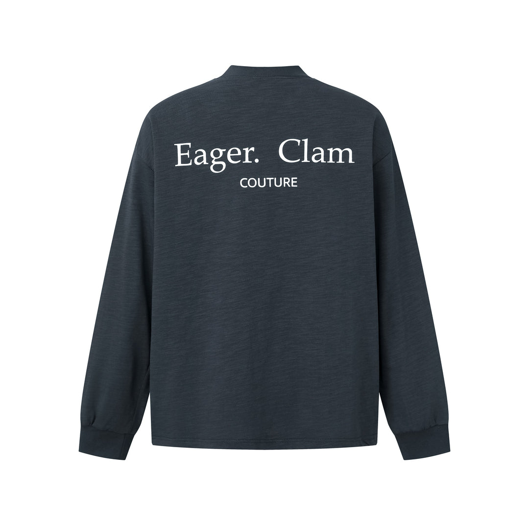 Unisex Oversize-Langarmshirt mit Slub-Baumwolle und halbhohem Rollkragen Drune
