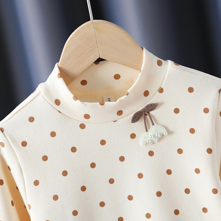 Mädchen Langarmshirt mit niedlichen Punkten und charmantem Applikationsdetail Drune