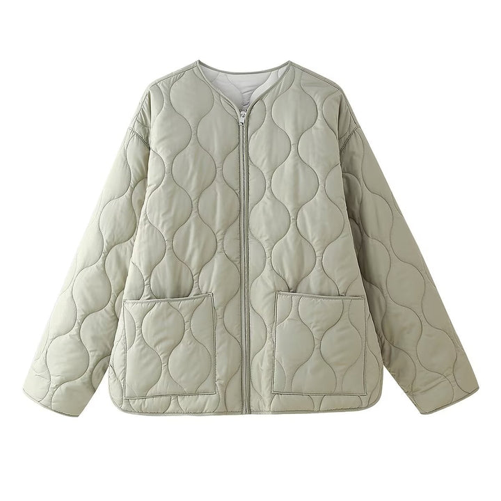 Damen nan gesteppte Oversize-Steppjacke mit Rundhalsausschnitt und großen aufgesetzten Taschen Drune