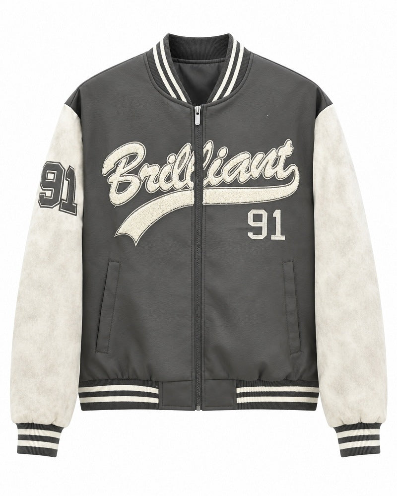 Herren Varsity-Bomberjacke im Letterman‑Stil mit Chenille‑Applikationen Drune