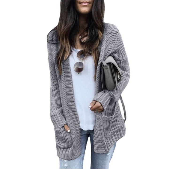 Damen Strickjacke mit tiefem V-Ausschnitt und praktischen Taschen Drune