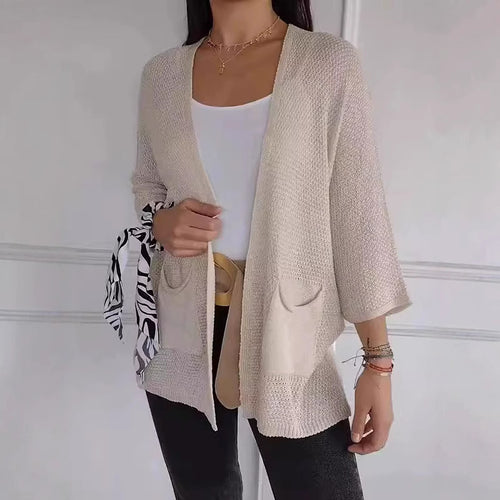Damen luftiger Strick-Cardigan mit Taschen und weitem Schnitt Drune
