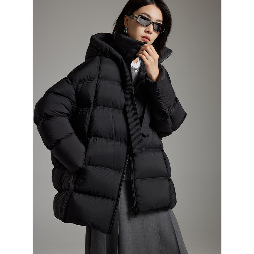 Damen Steppige wärmende Daunenjacke mit Kapuze und weiter Silhouette Drune