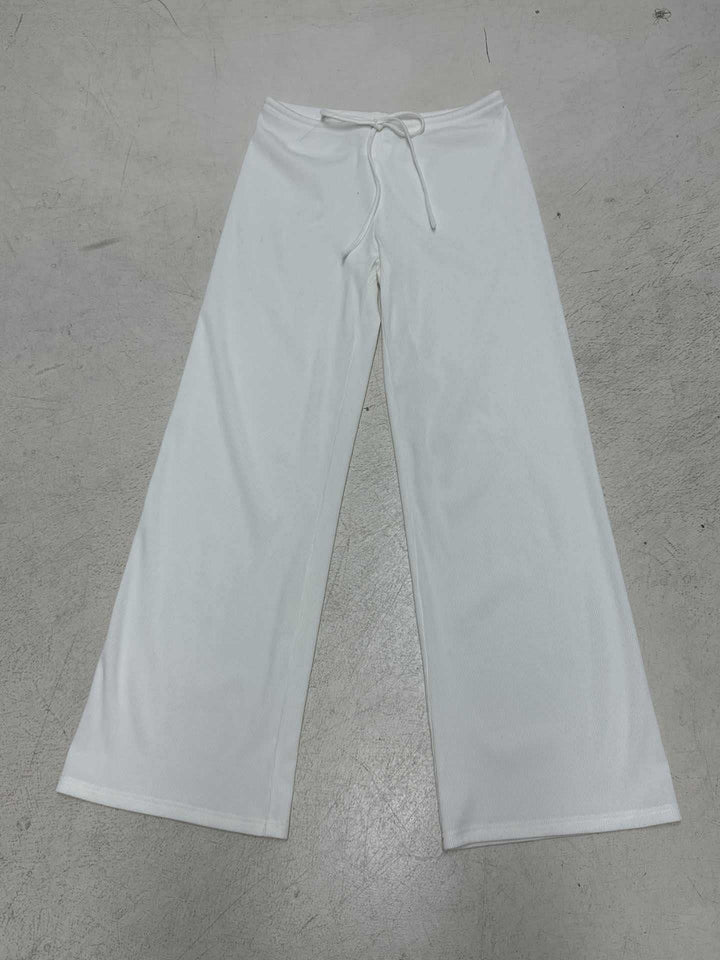 Damen Lässige Lounge-Hose mit weitem Bein, elastischem Bund und Kordelzug Drune