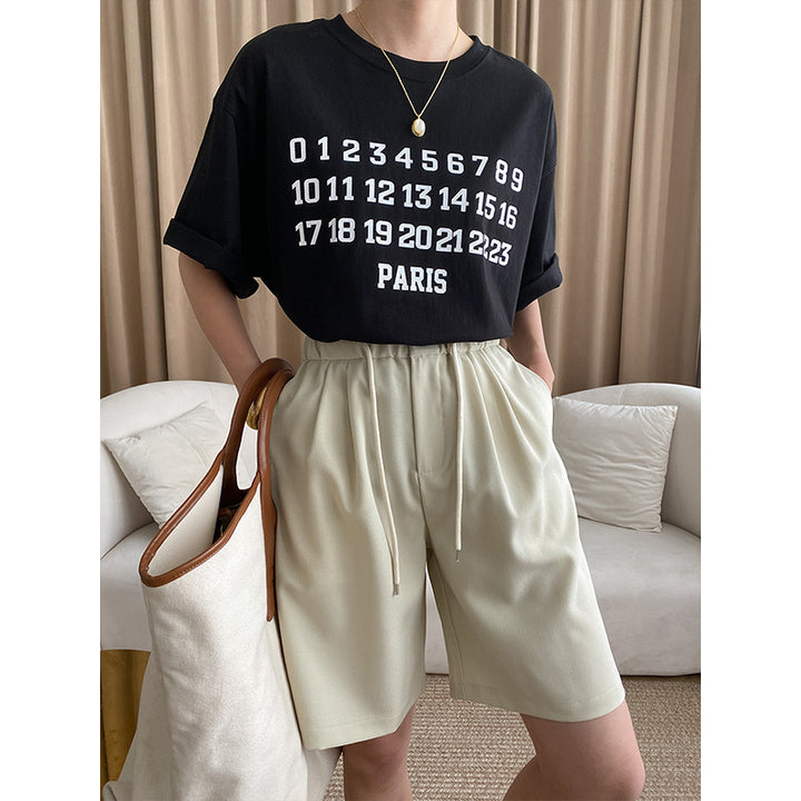 Damen lässiges T-Shirt mit modischem Aufdruck und komfortablem Rundhalsausschnitt Drune