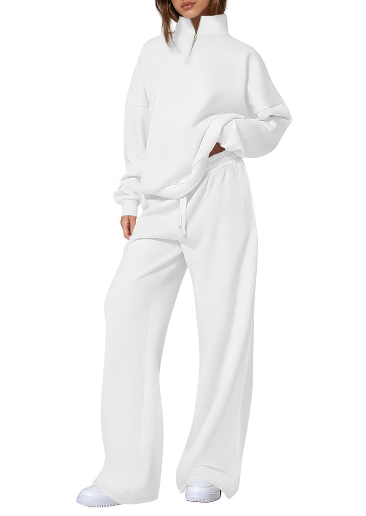 Damen lässiger Sweatpants-Set mit Stehkragen und Reißverschluss Drune