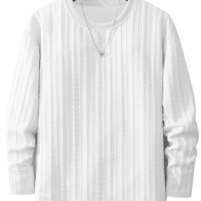 Herren Feinstruktur-Grobstrick Rundhals-Sweatshirt mit Zopfmuster & relaxed Schnitt Drune