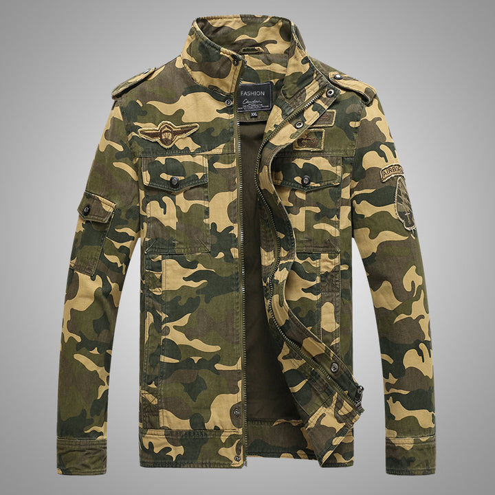 Herren Militärinspirierte Utility-Fieldjacke mit Epauletten und Patch‑Details Drune