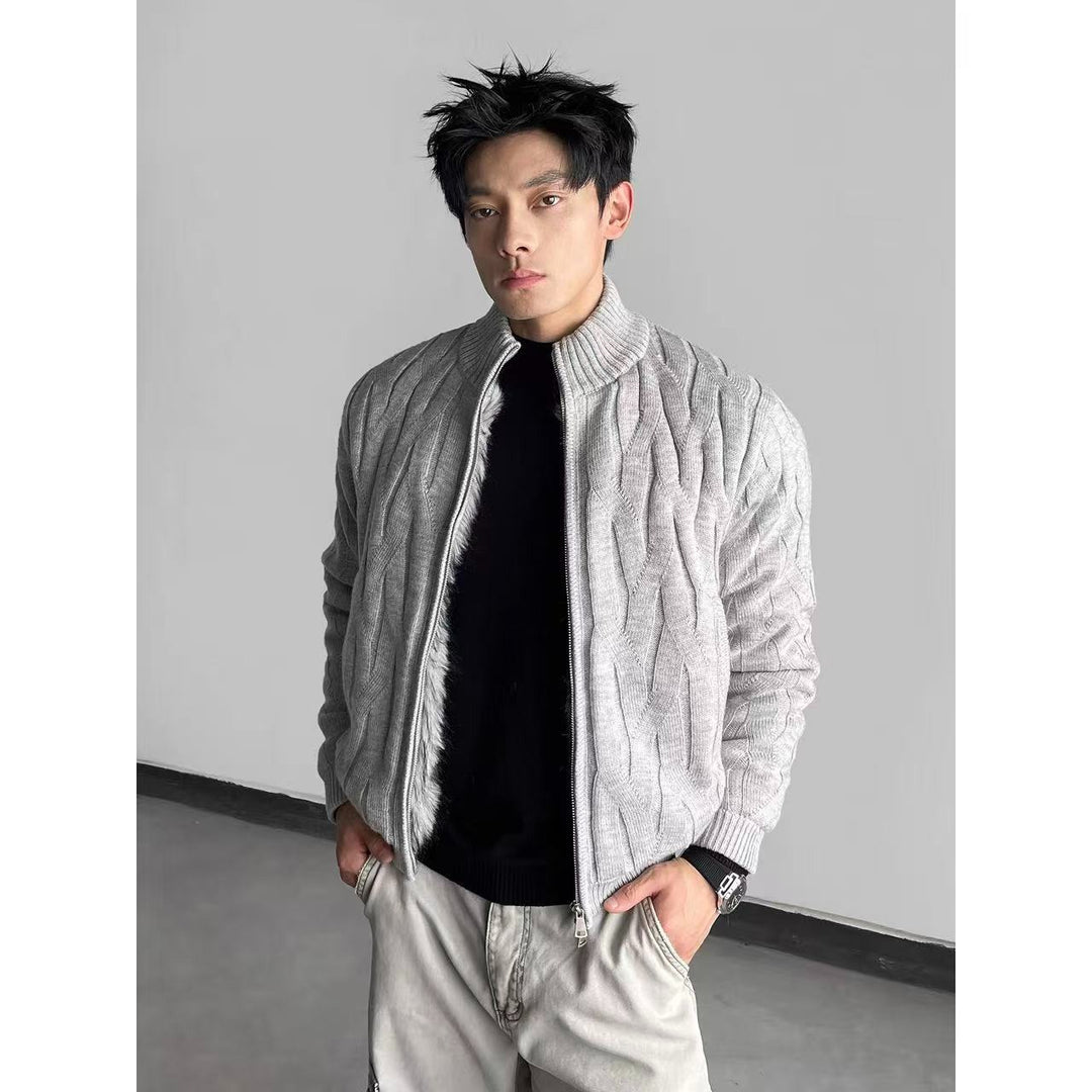 Herren Urbane Strickjacke mit Stehkragen und Reißverschluss Drune