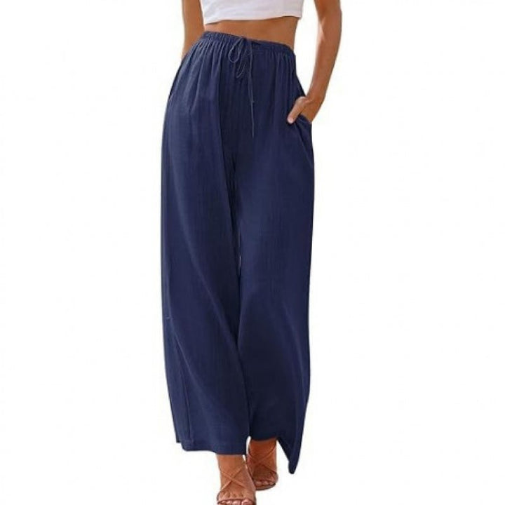 Damen Weite Palazzo-Hose mit elastischem Bund und seitlichen Taschen Drune