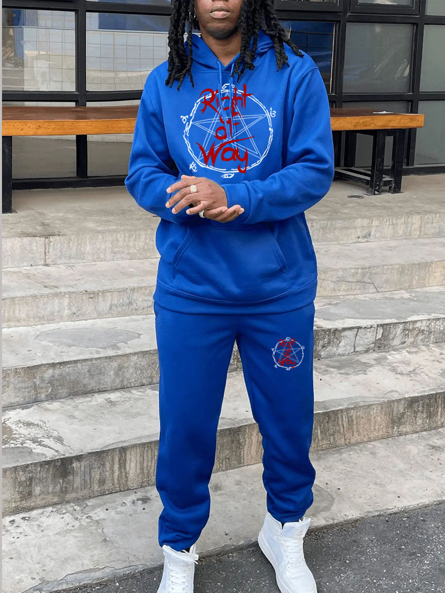 Herren Sportlicher Kapuzenpullover und Jogginghose Set mit einzigartigem Grafikdruck Drune