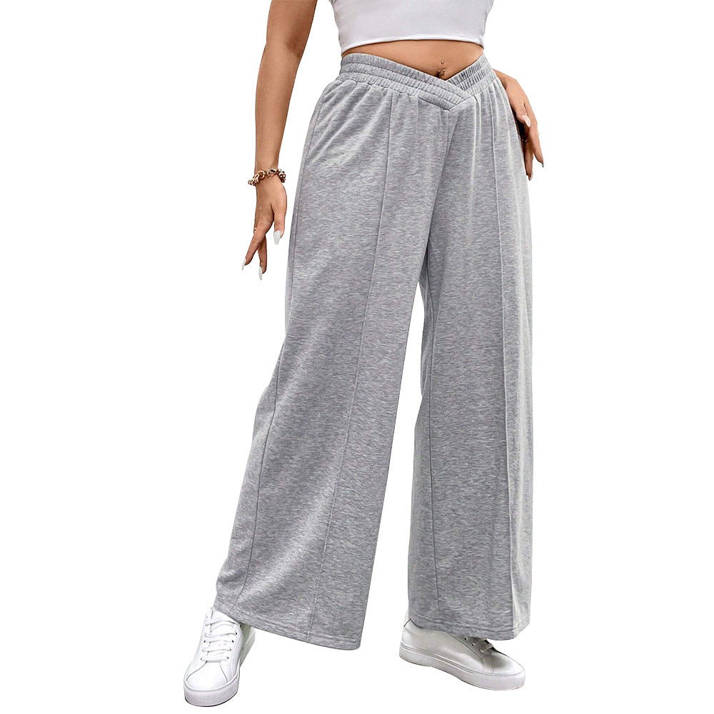 Damen weit geschnittene Freizeithose mit elastischem Bund und Cross-Over-Design Drune